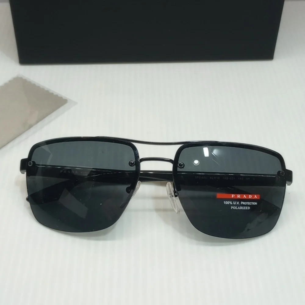 Prada men polarized sunglasses sps 60u 1AB 5z1 made in Italy New